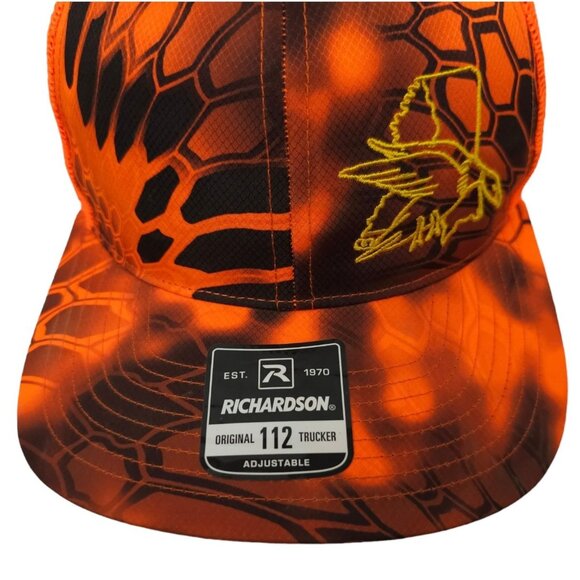 Kryptek Hunter Orange Black Mesh Snapback Cap Trucker Hat Duck Richardson NEW - Picture 9 of 14